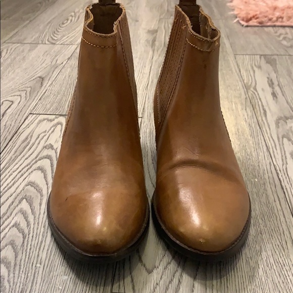Tan Low Heel Ankle Booties - Picture 2 of 2